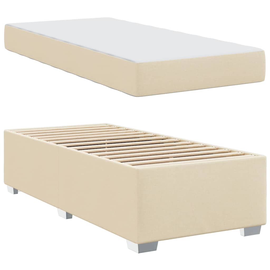 vidaXL Ramka łóżka z materacem Kremowy 90 x 200 cm tkanina