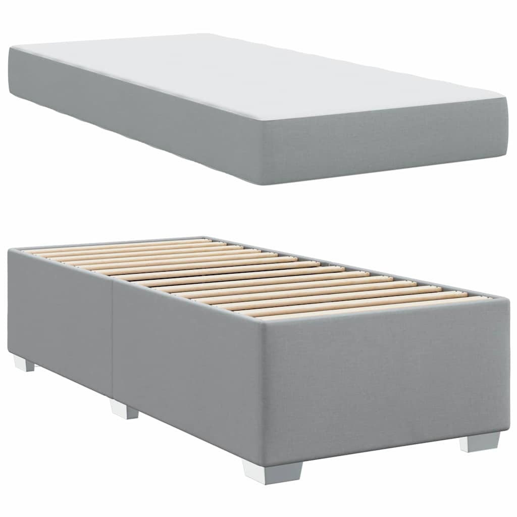 vidaXL Ramka łóżka z materacem Jasnoszary 100 x 200 cm tkanina