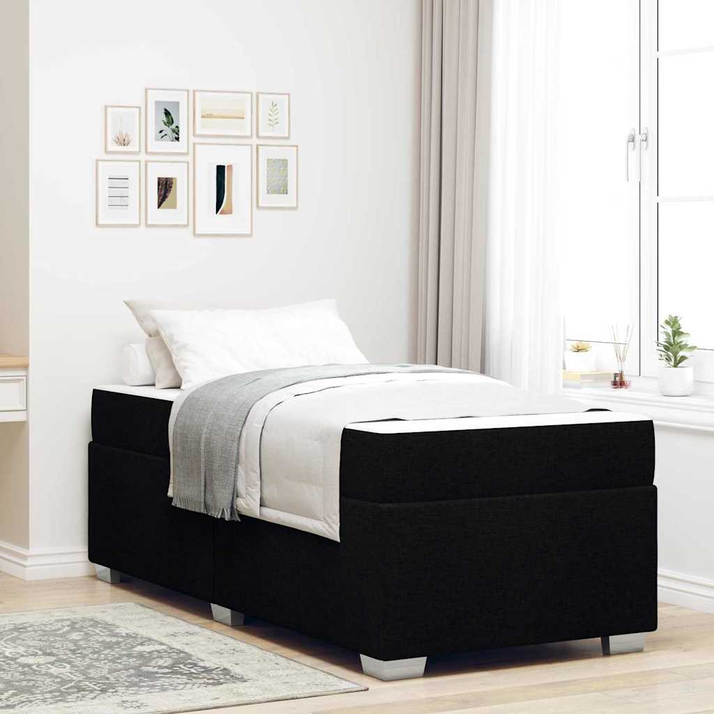 vidaXL Ramka łóżka z materacem Czarny 100 x 200 cm tkanina