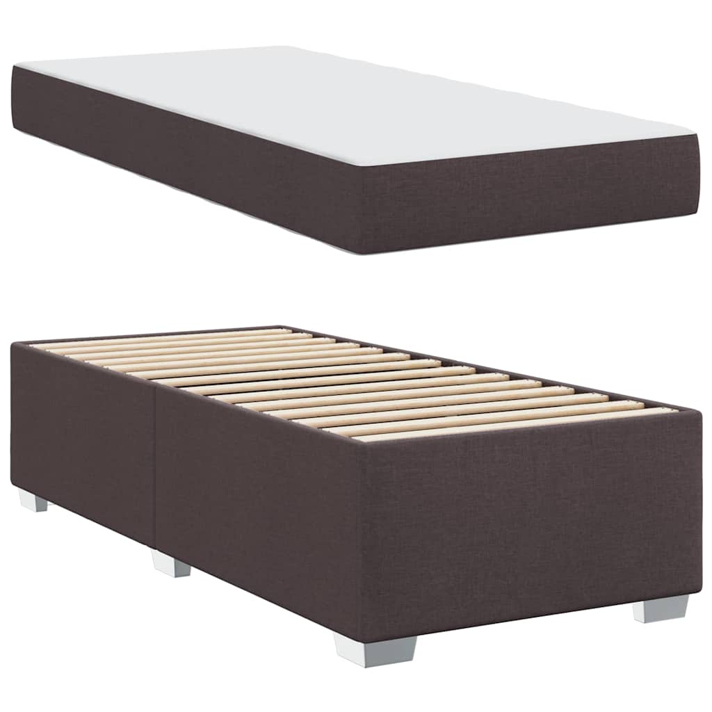 vidaXL Ramka łóżka z materacem Ciemny brąz 100 x 200 cm tkanina