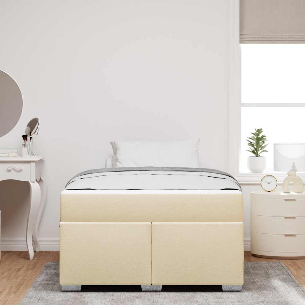vidaXL Ramka łóżka z materacem Kremowy 120 x 190 cm tkanina