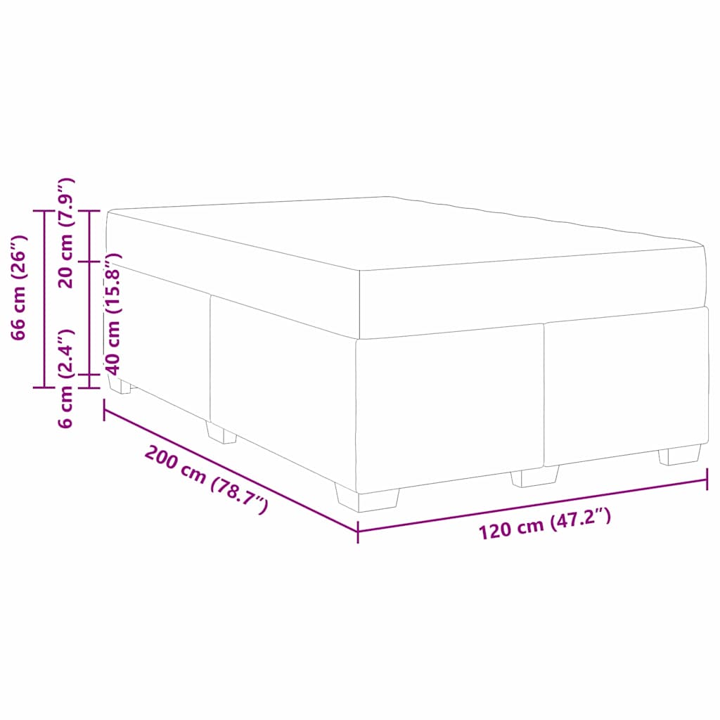 vidaXL Ramka łóżka z materacem Ciemny brąz 120 x 200 cm tkanina