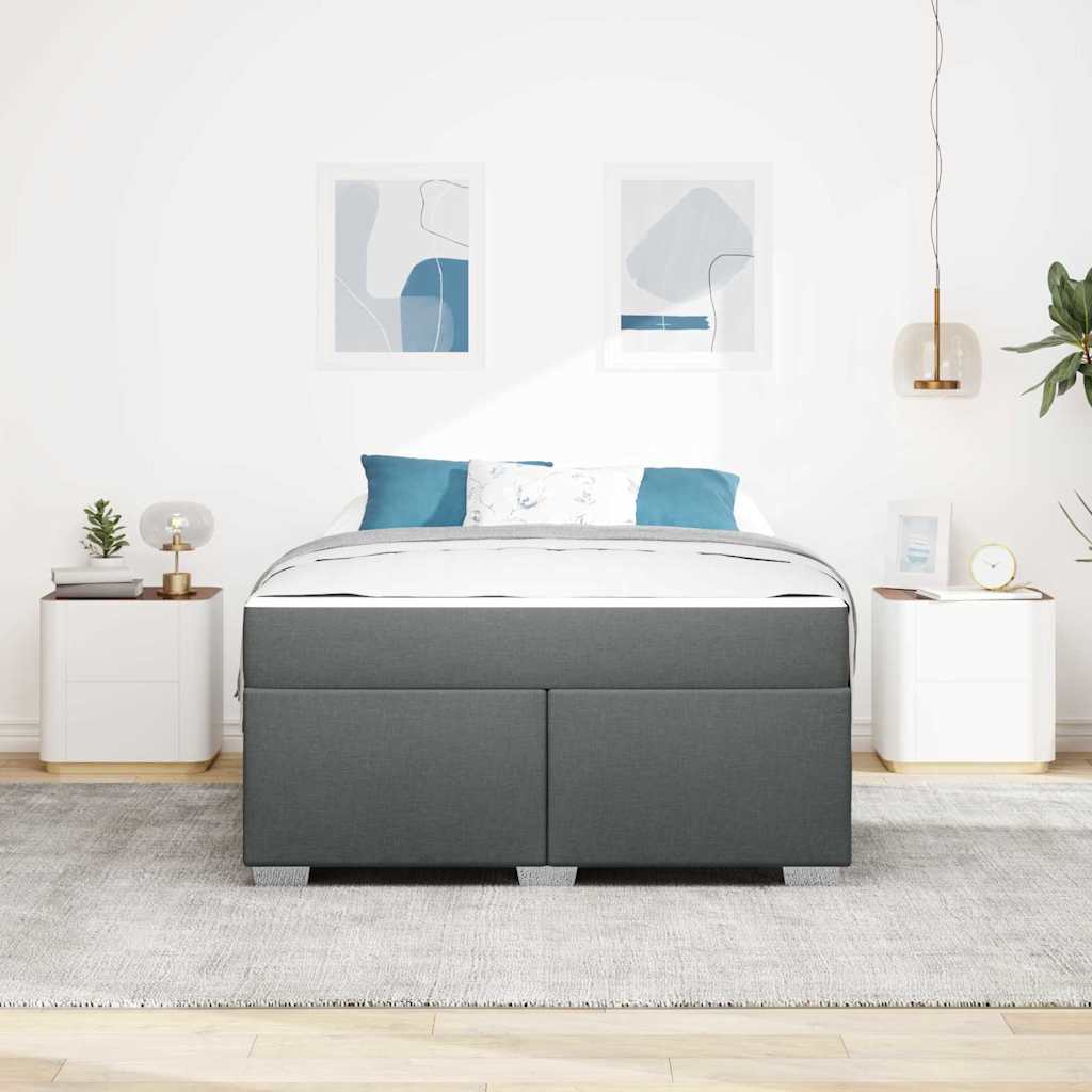 vidaXL Ramka łóżka z materacem Ciemnoszary 140 x 200 cm tkanina