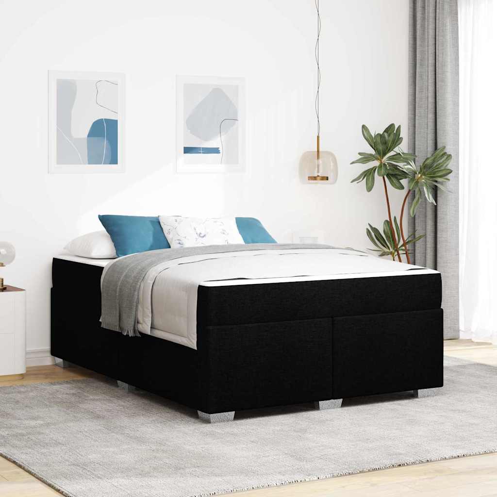 vidaXL Ramka łóżka z materacem Czarny 140 x 200 cm tkanina