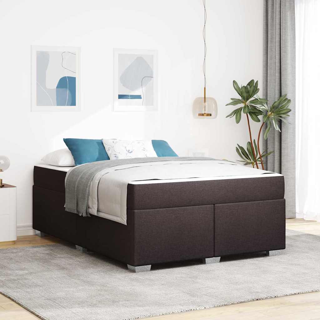 vidaXL Ramka łóżka z materacem Ciemny brąz 140 x 200 cm tkanina