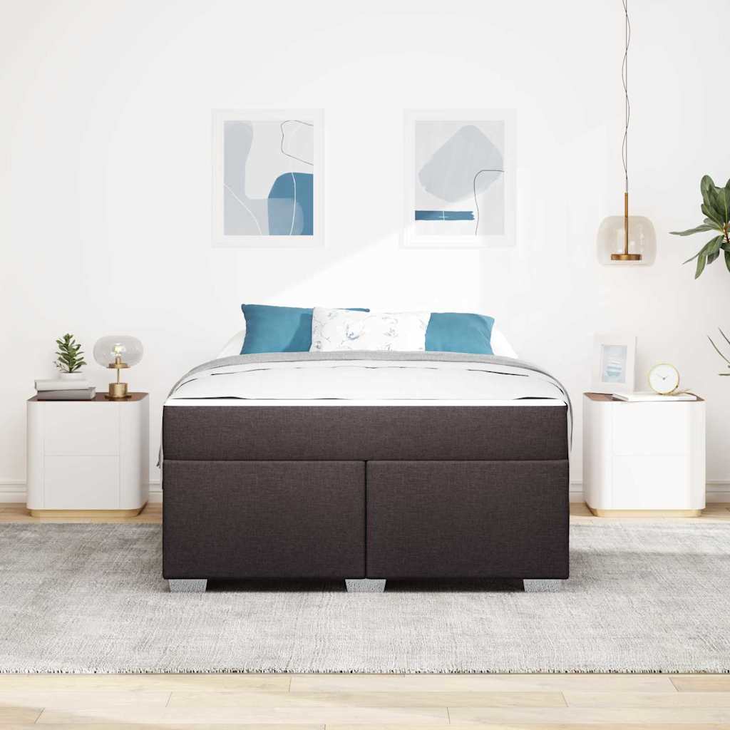 vidaXL Ramka łóżka z materacem Ciemny brąz 140 x 200 cm tkanina