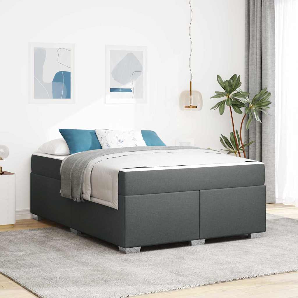 vidaXL Ramka łóżka z materacem Ciemnoszary 160 x 200 cm tkanina