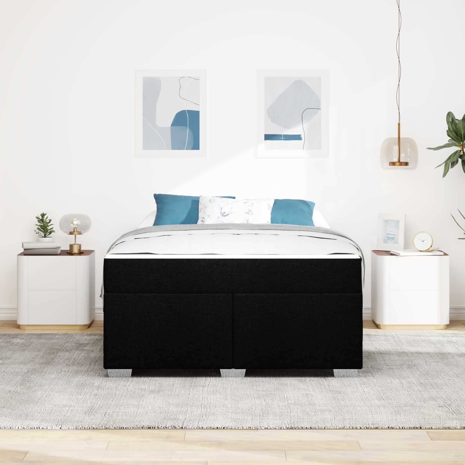 vidaXL Ramka łóżka z materacem Czarny 160 x 200 cm tkanina