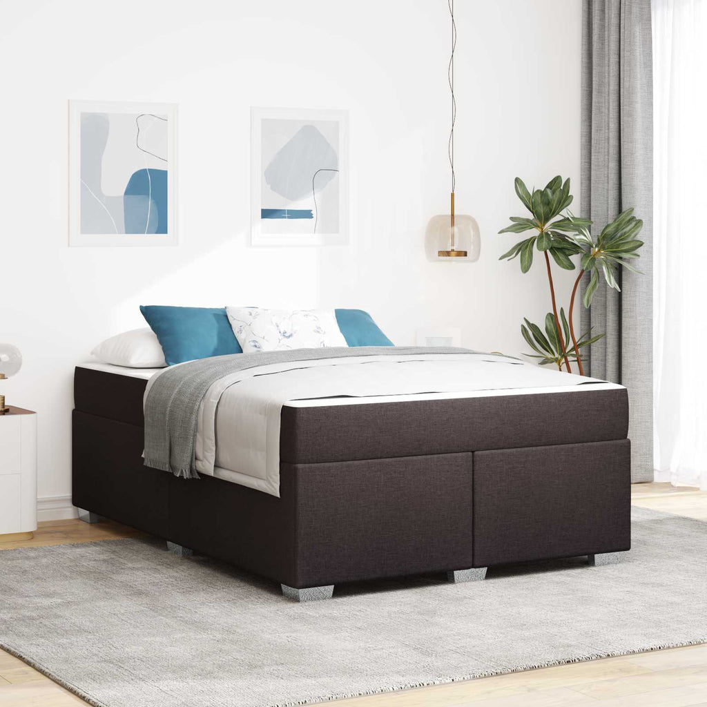 vidaXL Ramka łóżka z materacem Ciemny brąz 160 x 200 cm tkanina