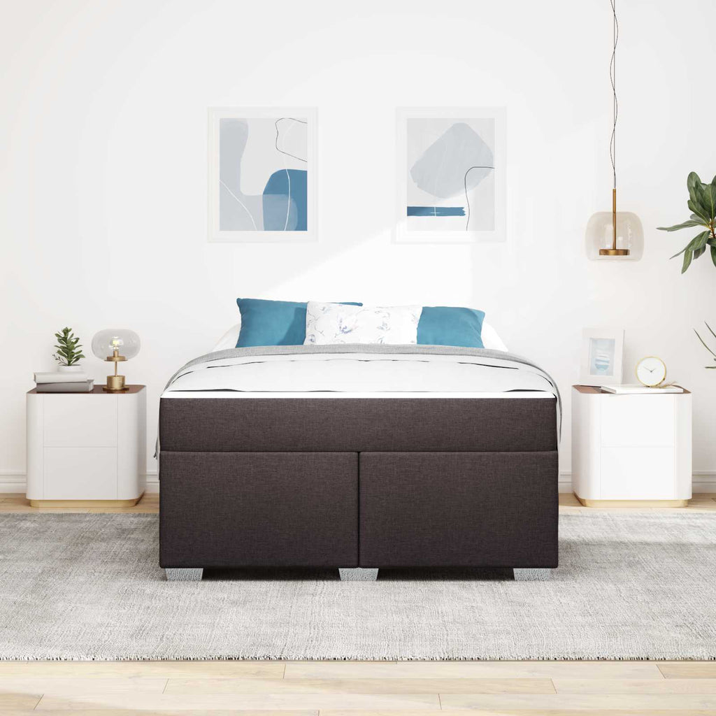 vidaXL Ramka łóżka z materacem Ciemny brąz 160 x 200 cm tkanina