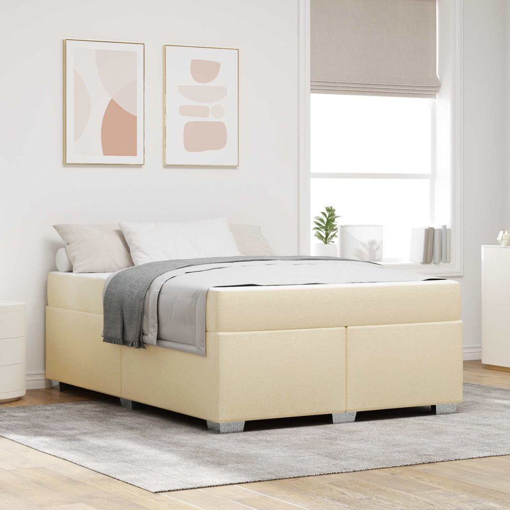 vidaXL Ramka łóżka z materacem Kremowy 160 x 200 cm tkanina