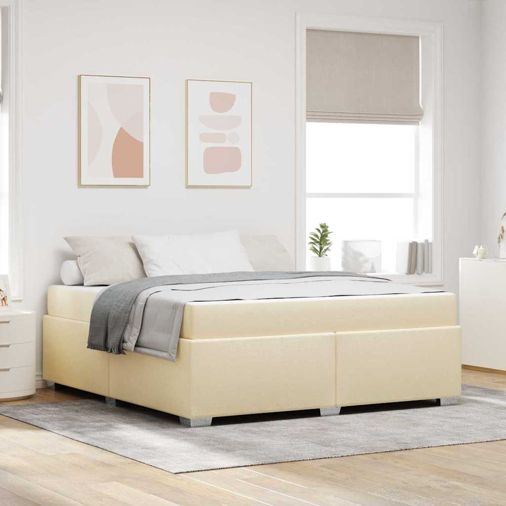 vidaXL Ramka łóżka z materacem Kremowy 180 x 200 cm tkanina