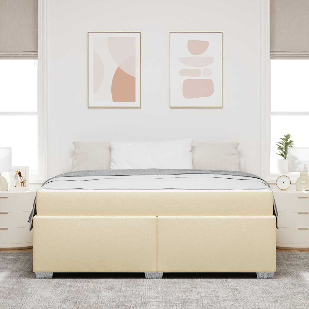 vidaXL Ramka łóżka z materacem Kremowy 180 x 200 cm tkanina