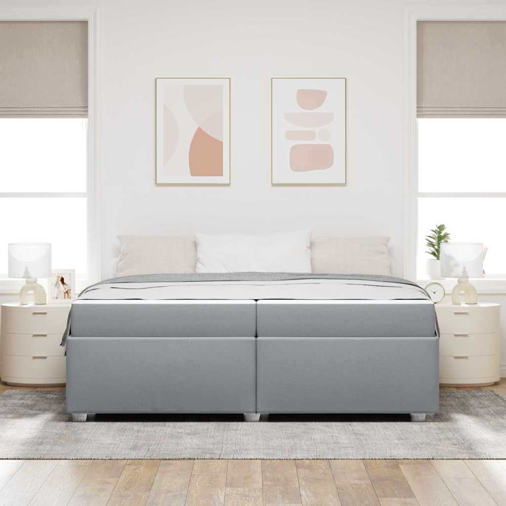vidaXL Ramka łóżka z materacem Jasnoszary 200 x 200 cm tkanina