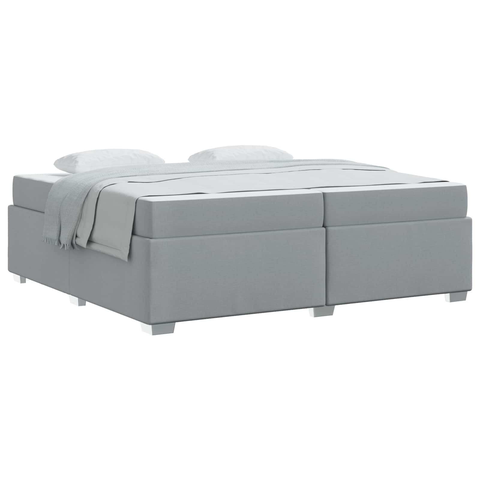 vidaXL Ramka łóżka z materacem Jasnoszary 200 x 200 cm tkanina