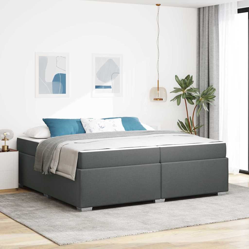 vidaXL Ramka łóżka z materacem Ciemnoszary 200 x 200 cm tkanina