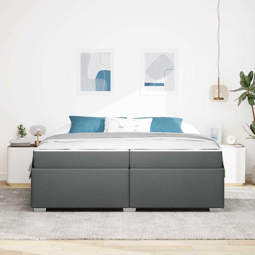vidaXL Ramka łóżka z materacem Ciemnoszary 200 x 200 cm tkanina