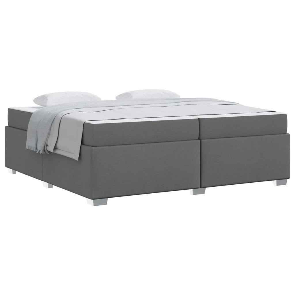 vidaXL Ramka łóżka z materacem Ciemnoszary 200 x 200 cm tkanina