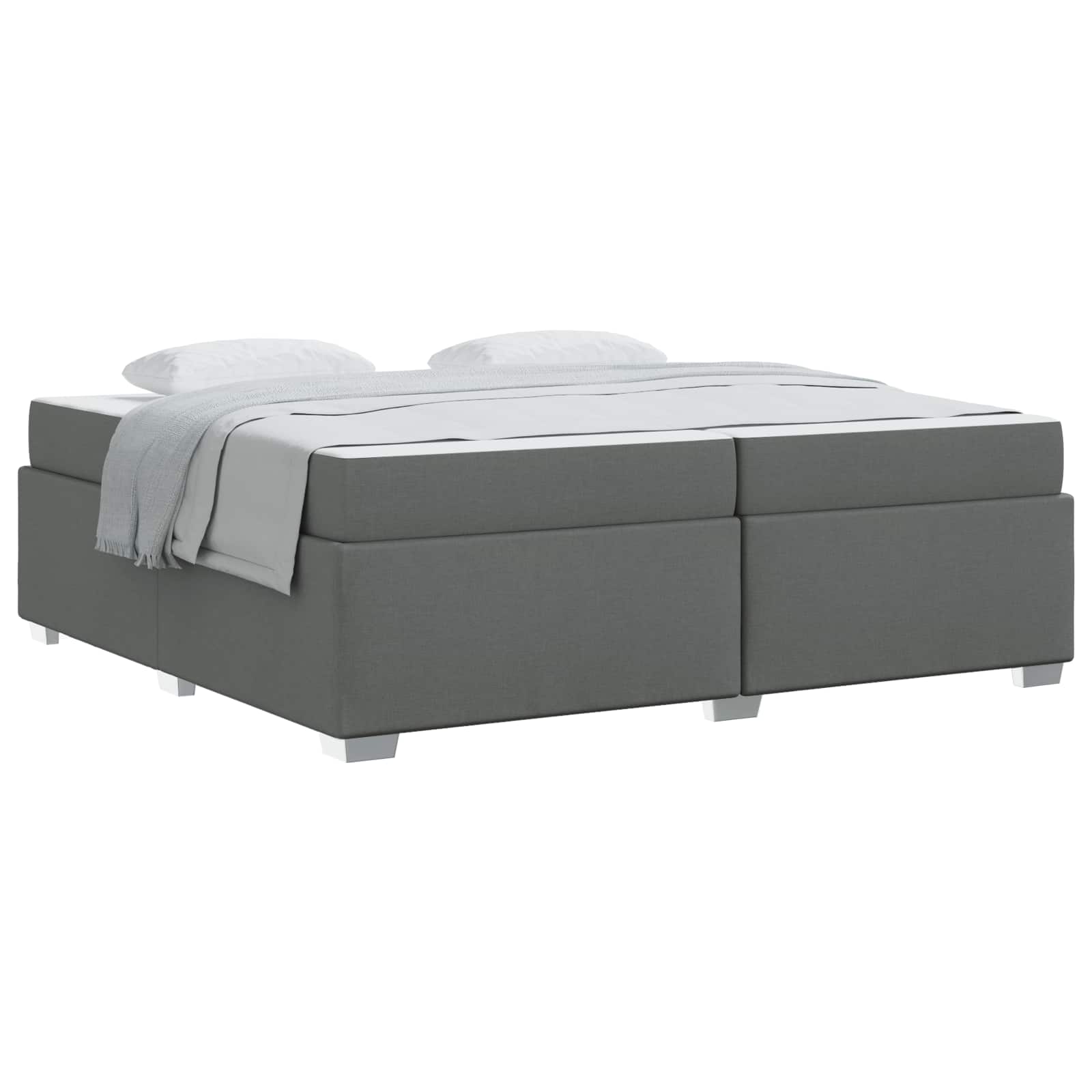 vidaXL Ramka łóżka z materacem Ciemnoszary 200 x 200 cm tkanina
