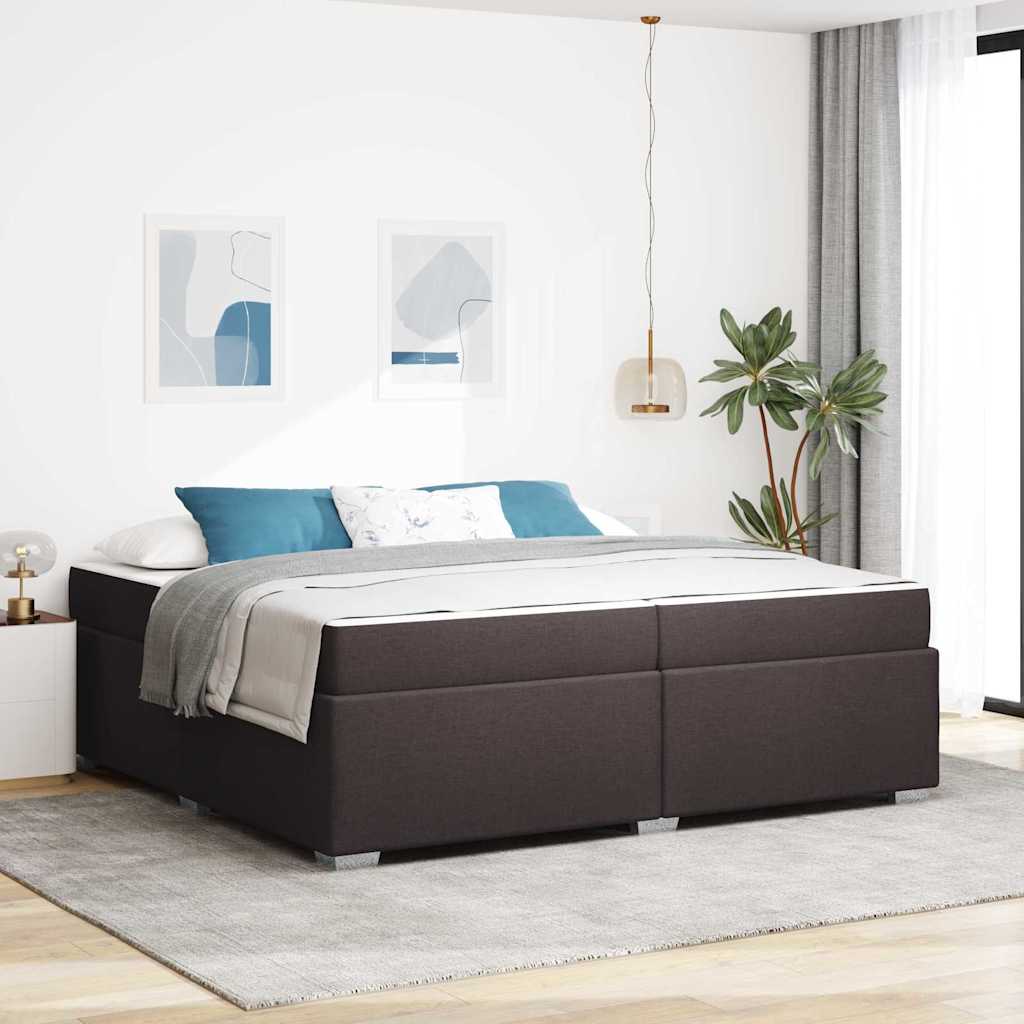 vidaXL Ramka łóżka z materacem Ciemny brąz 200 x 200 cm tkanina