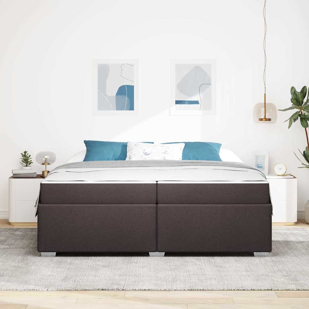 vidaXL Ramka łóżka z materacem Ciemny brąz 200 x 200 cm tkanina