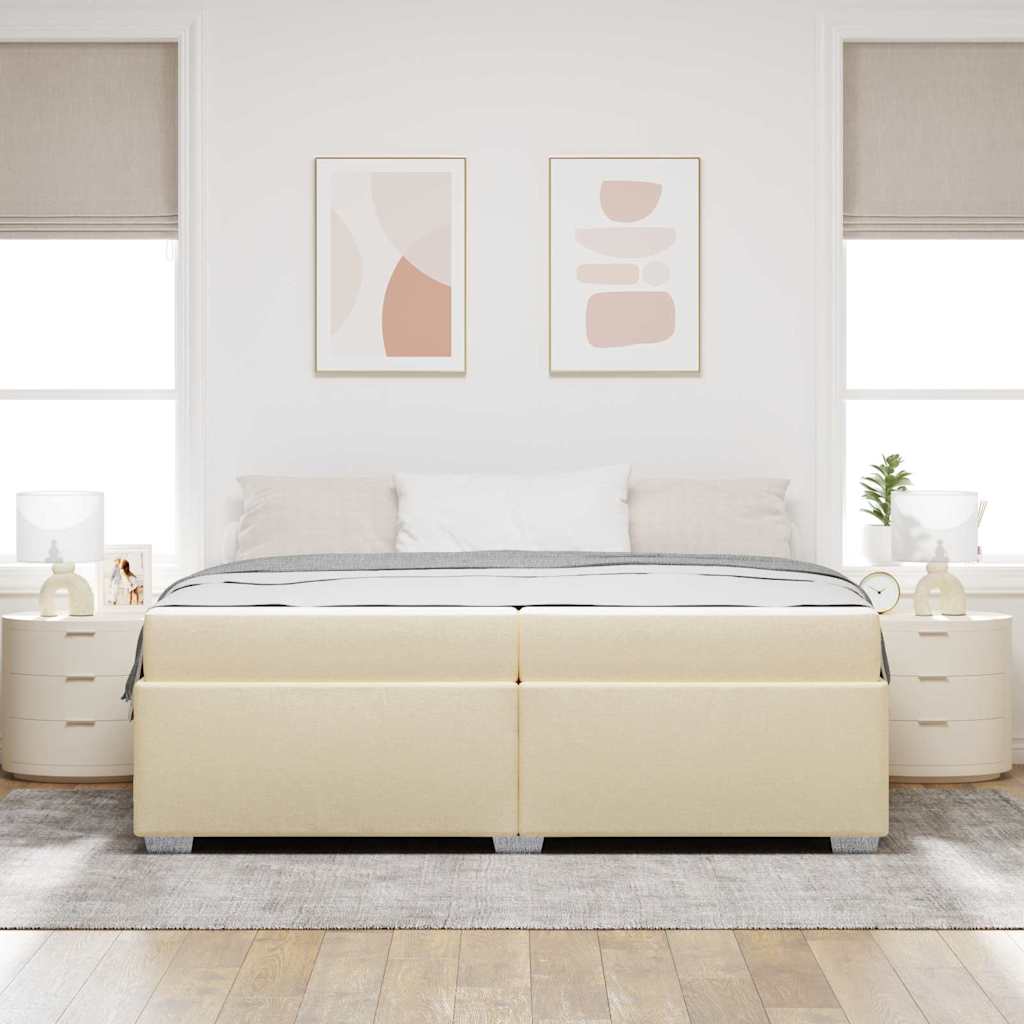 vidaXL Ramka łóżka z materacem Kremowy 200 x 200 cm tkanina
