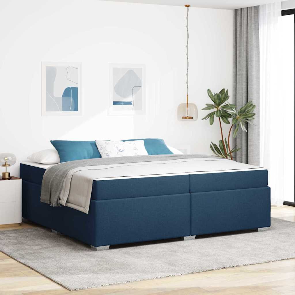vidaXL Ramka łóżka z materacem Niebieski 200 x 200 cm tkanina