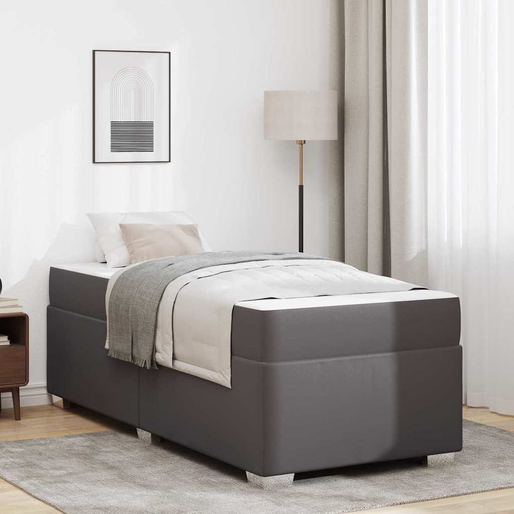 vidaXL Ramka łóżka z materacem Szary 90 x 190 cm tkanina