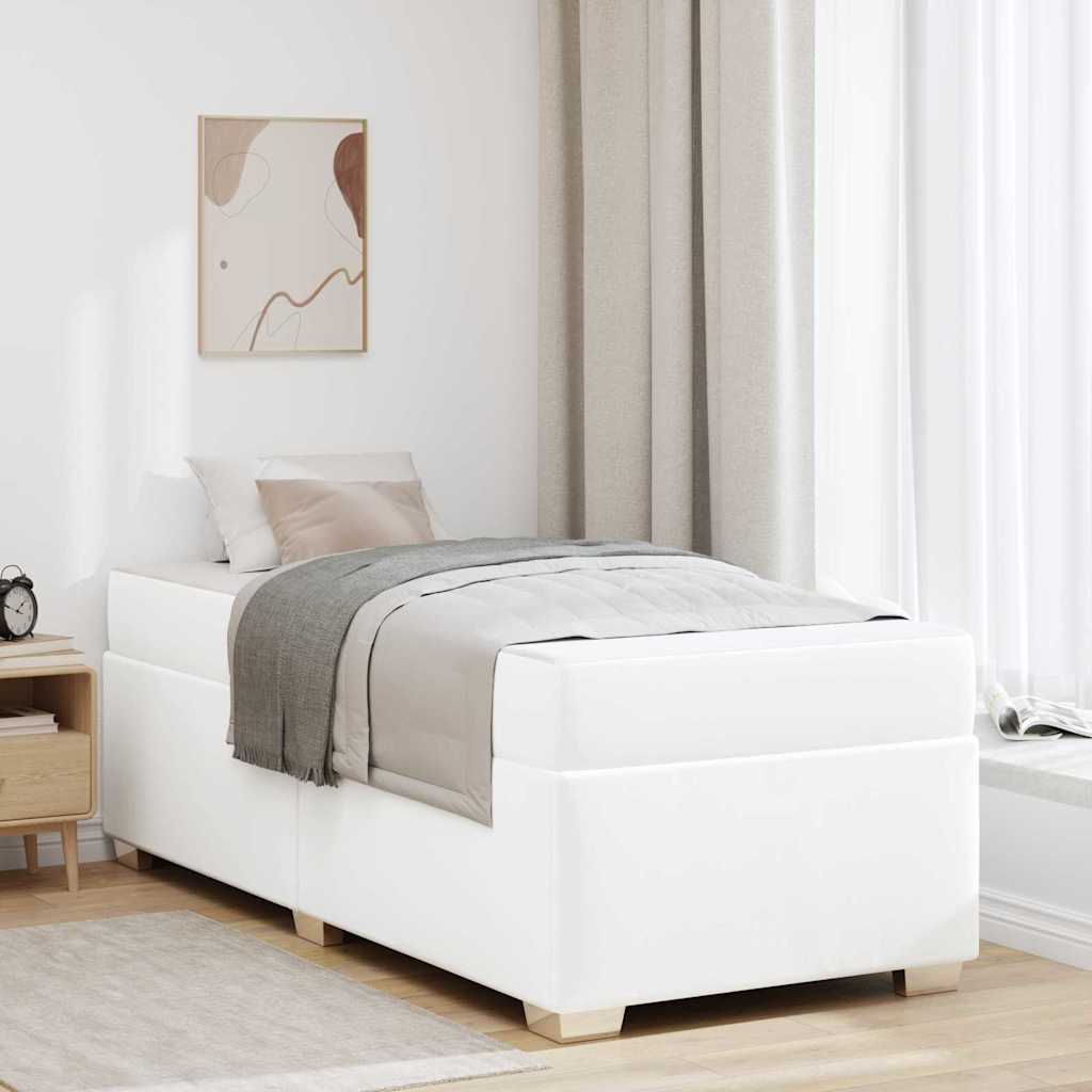 vidaXL Ramka łóżka z materacem Biały 90 x 200 cm tkanina