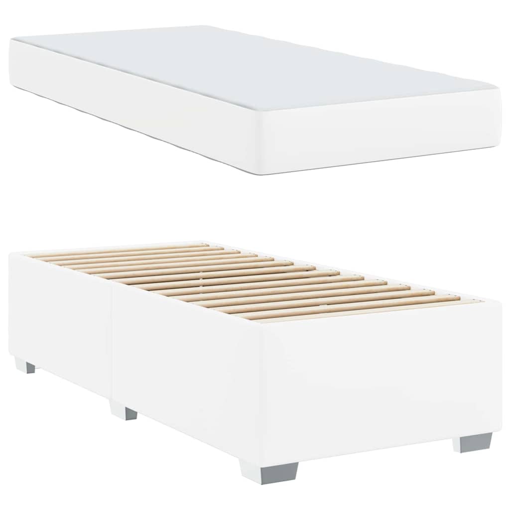 vidaXL Ramka łóżka z materacem Biały 90 x 200 cm tkanina