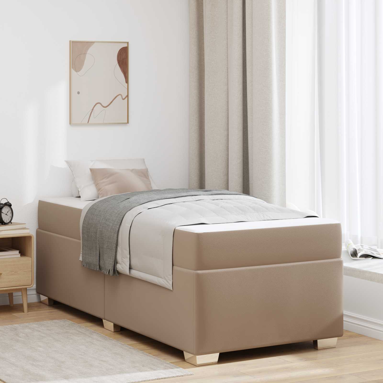 vidaXL Ramka łóżka z materacem Cappuccino 90 x 200 cm tkanina