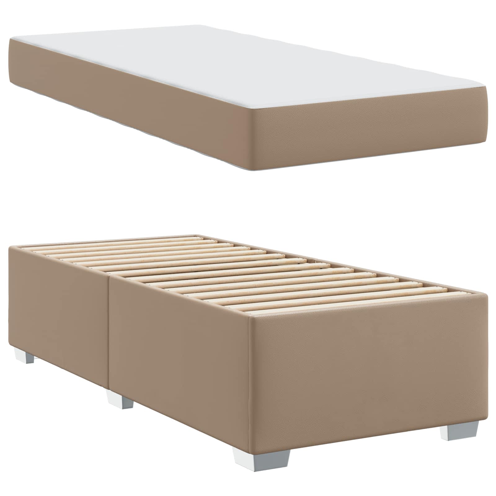 vidaXL Ramka łóżka z materacem Cappuccino 90 x 200 cm tkanina
