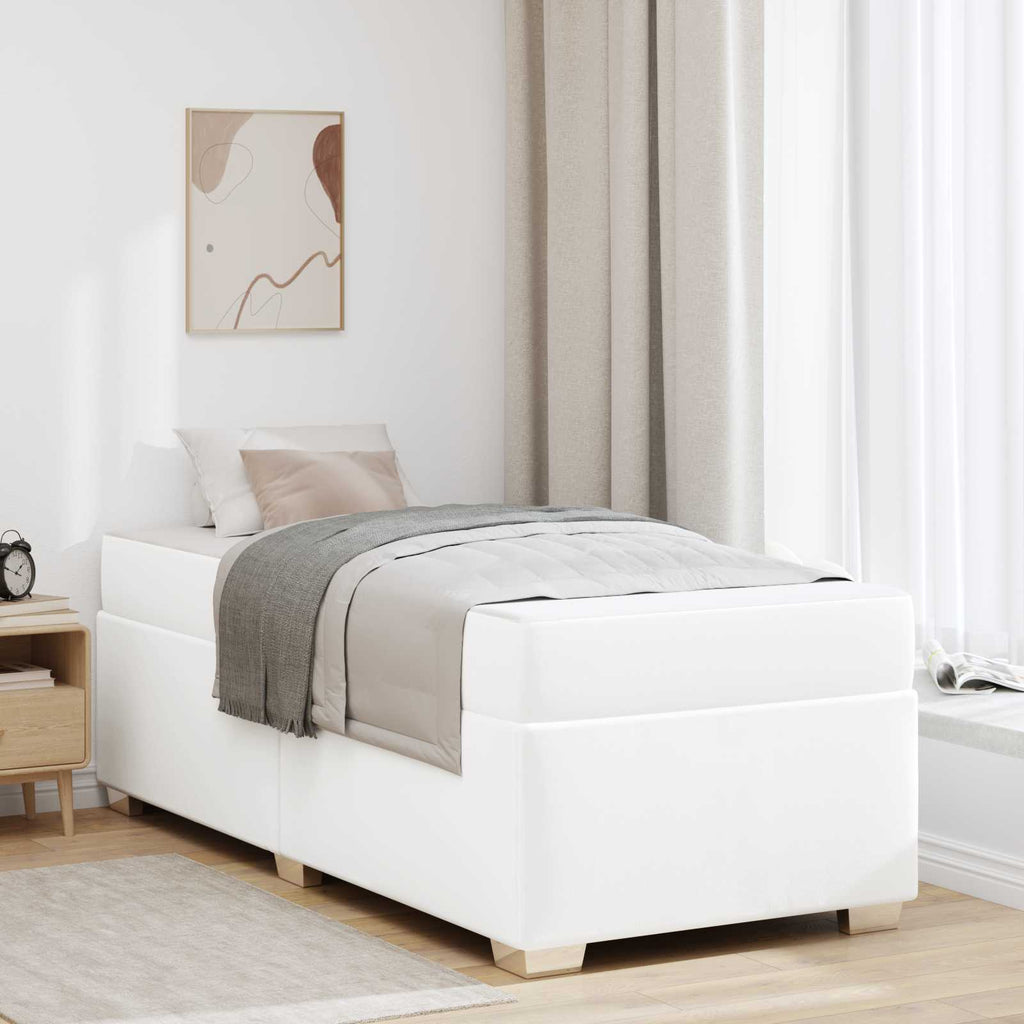 vidaXL Ramka łóżka z materacem Biały 100 x 200 cm tkanina