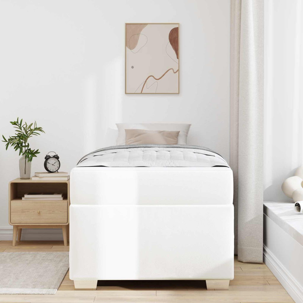 vidaXL Ramka łóżka z materacem Biały 100 x 200 cm tkanina