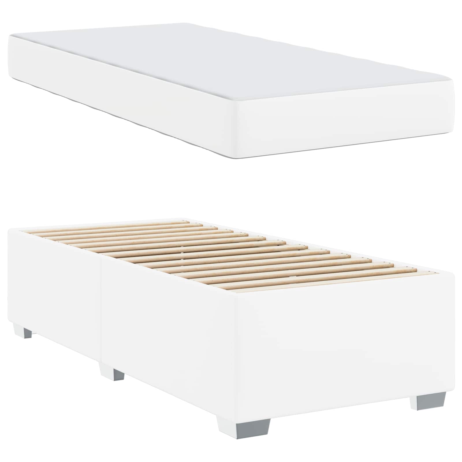 vidaXL Ramka łóżka z materacem Biały 100 x 200 cm tkanina