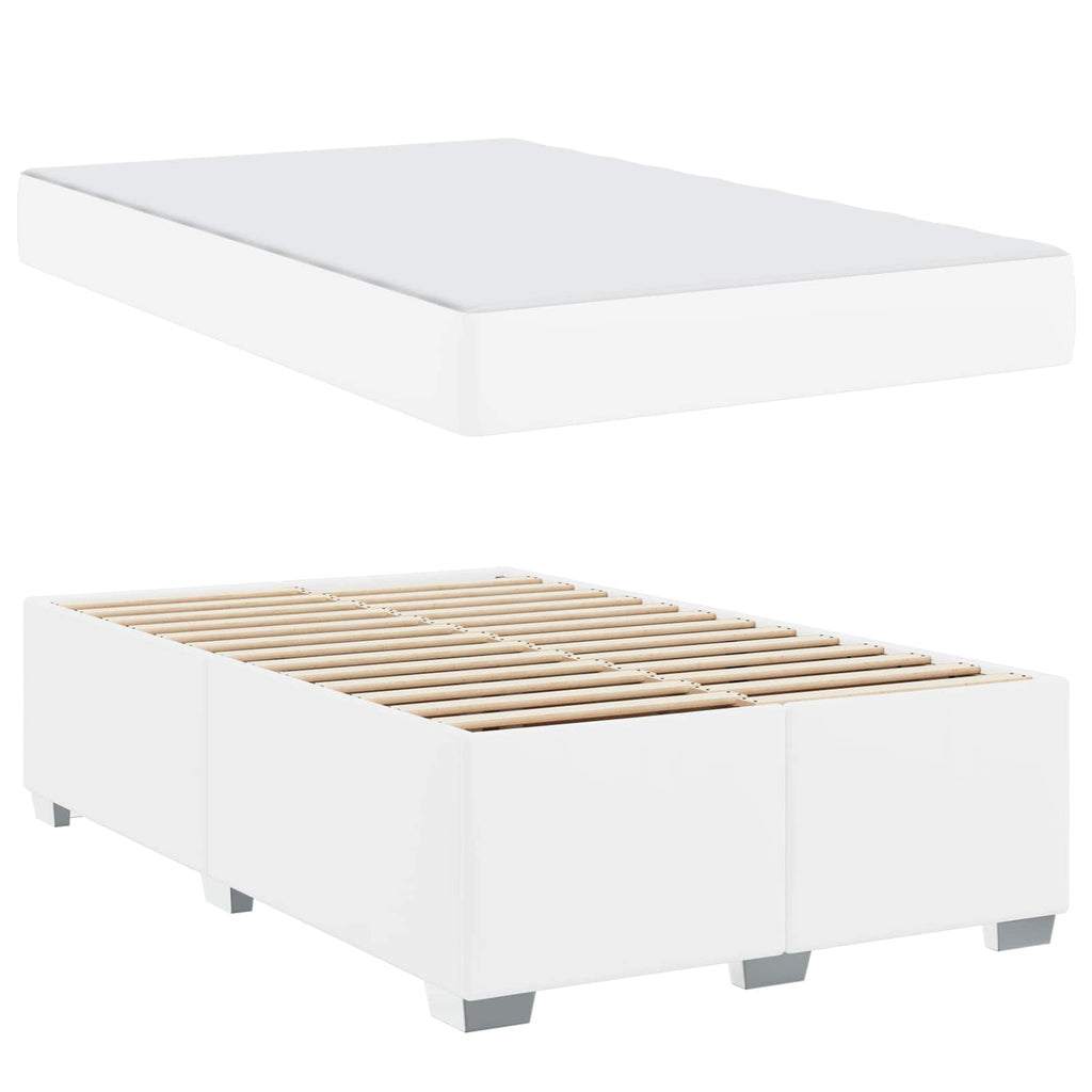 vidaXL Ramka łóżka z materacem Biały 120 x 190 cm tkanina