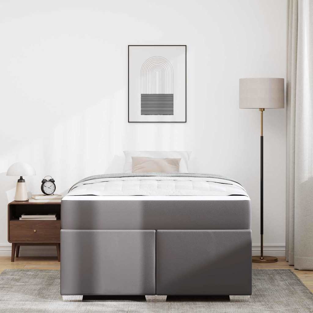 vidaXL Ramka łóżka z materacem Szary 120 x 190 cm tkanina