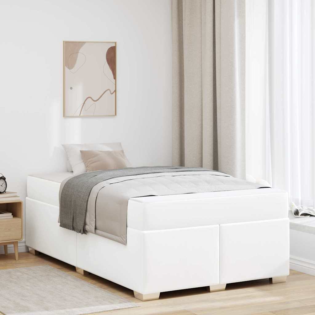 vidaXL Ramka łóżka z materacem Biały 120 x 200 cm tkanina