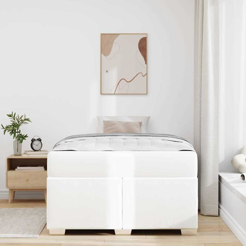 vidaXL Ramka łóżka z materacem Biały 120 x 200 cm tkanina