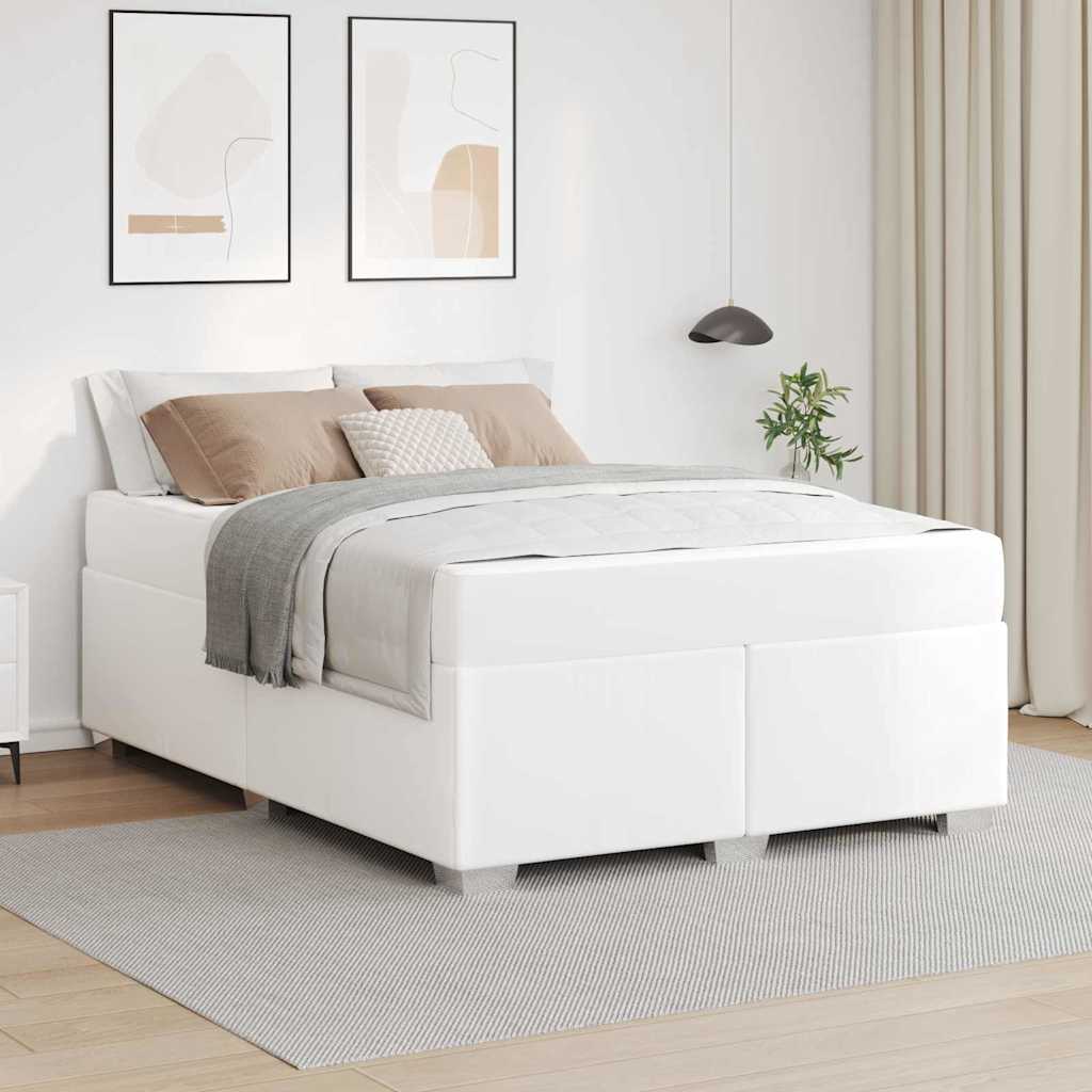 vidaXL Ramka łóżka z materacem Biały 140 x 200 cm tkanina