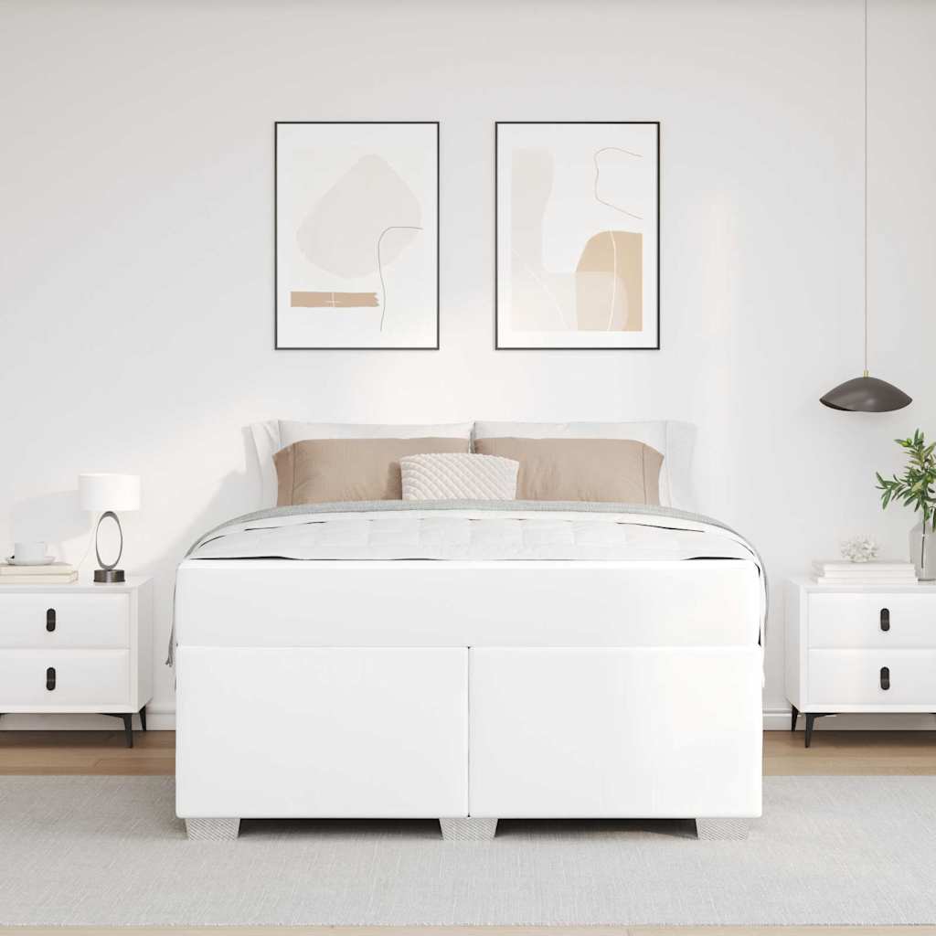 vidaXL Ramka łóżka z materacem Biały 140 x 200 cm tkanina