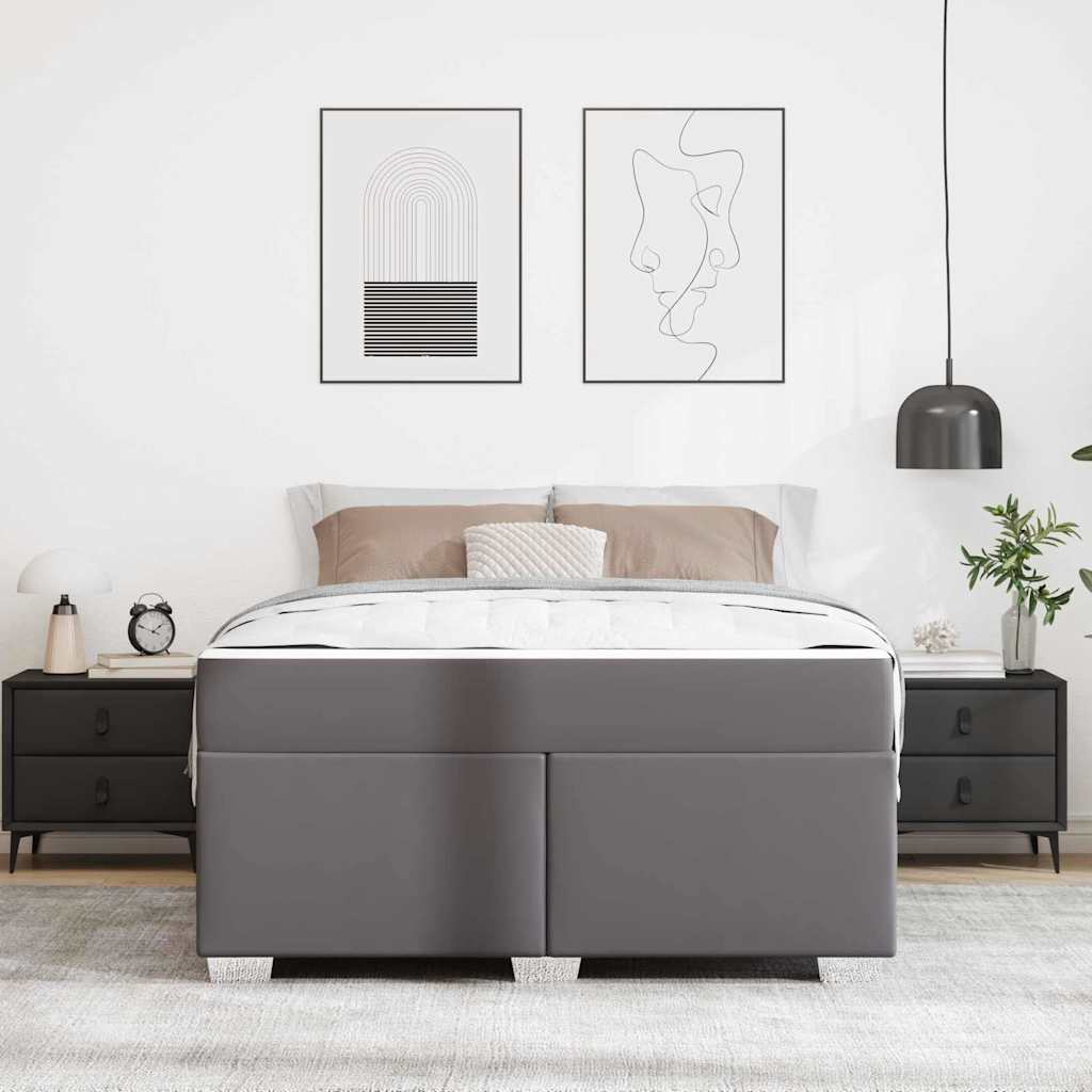 vidaXL Ramka łóżka z materacem Szary 140 x 200 cm tkanina