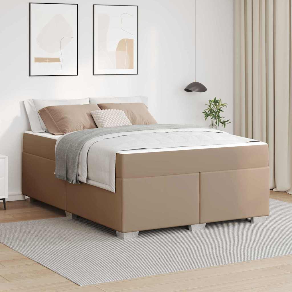 vidaXL Ramka łóżka z materacem Cappuccino 140 x 200 cm tkanina