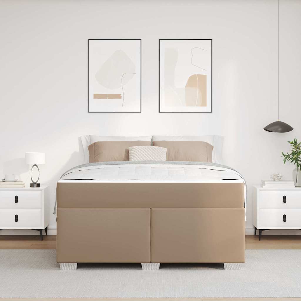 vidaXL Ramka łóżka z materacem Cappuccino 140 x 200 cm tkanina