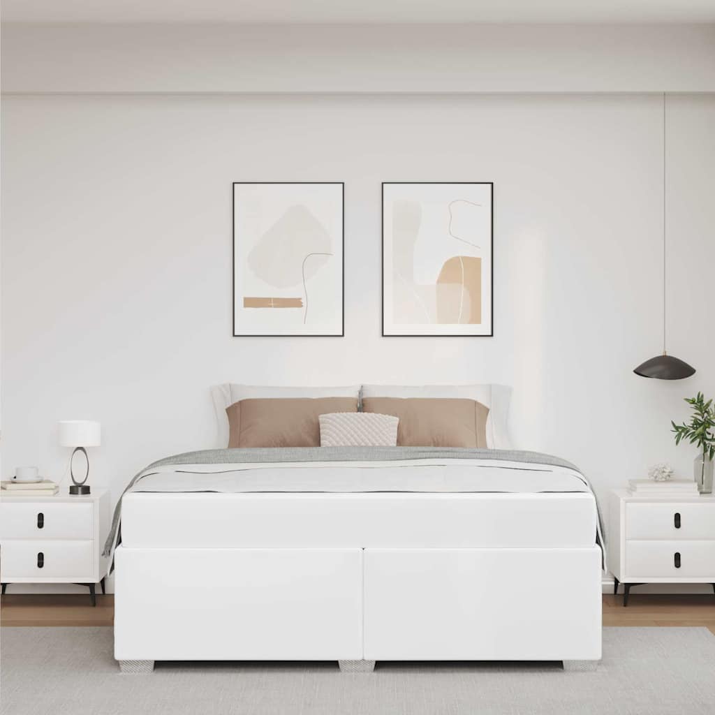vidaXL Ramka łóżka z materacem Biały 160 x 200 cm tkanina