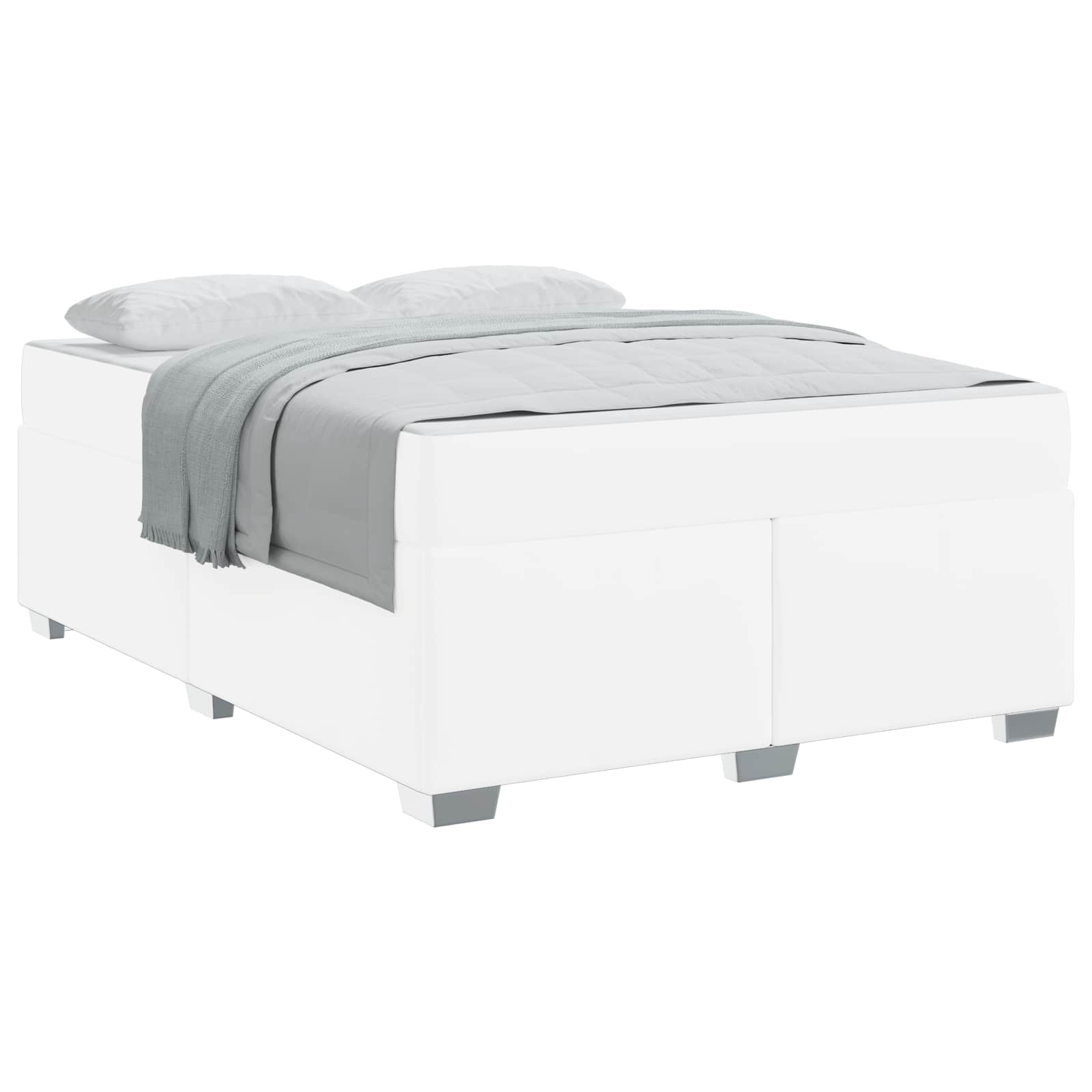 vidaXL Ramka łóżka z materacem Biały 160 x 200 cm tkanina