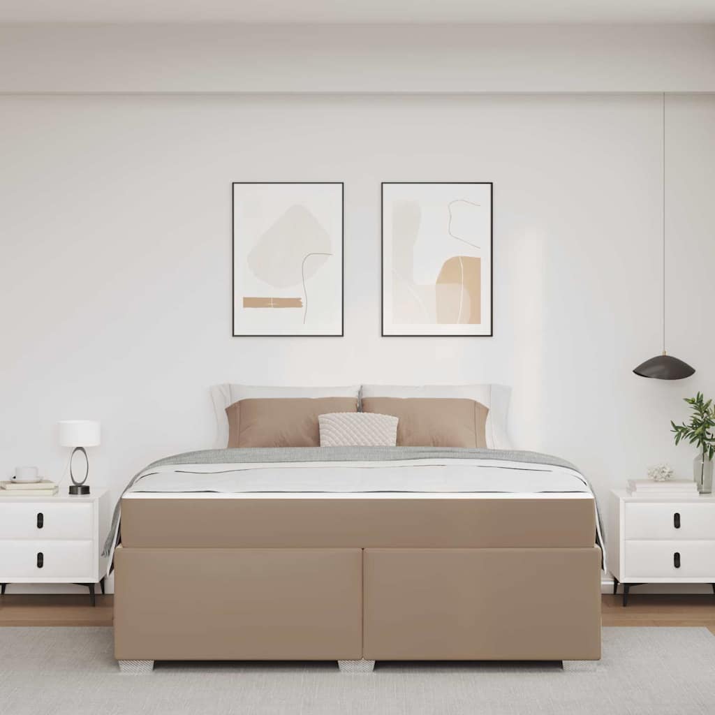 vidaXL Ramka łóżka z materacem Cappuccino 180 x 200 cm tkanina