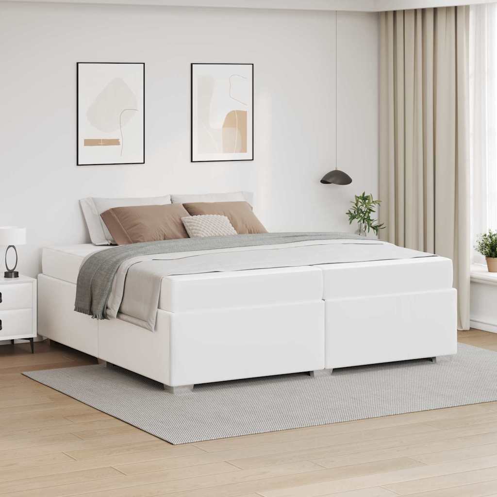 vidaXL Ramka łóżka z materacem Biały 200 x 200 cm tkanina