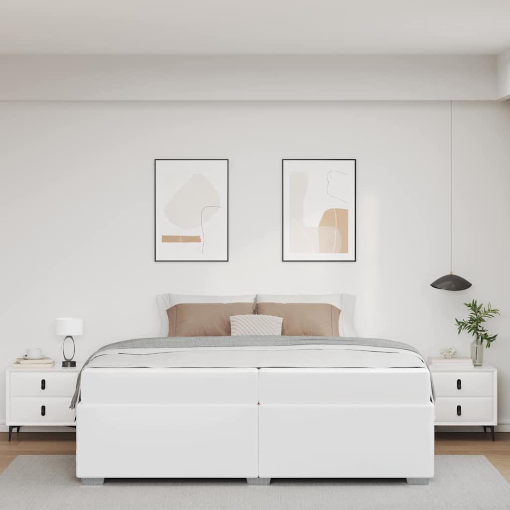 vidaXL Ramka łóżka z materacem Biały 200 x 200 cm tkanina