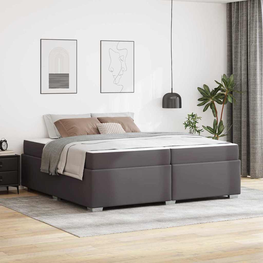 vidaXL Ramka łóżka z materacem Szary 200 x 200 cm tkanina